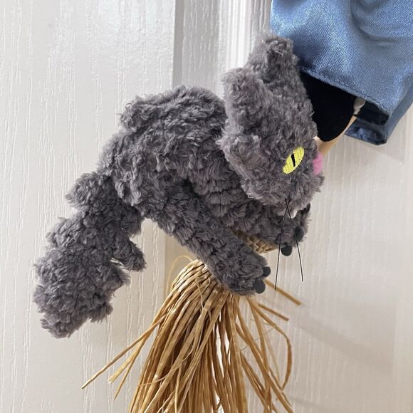 Vintage Applause Witch Lisa Simpson on Flying Broom with Cat Plush Halloween - Picture 15 of 16